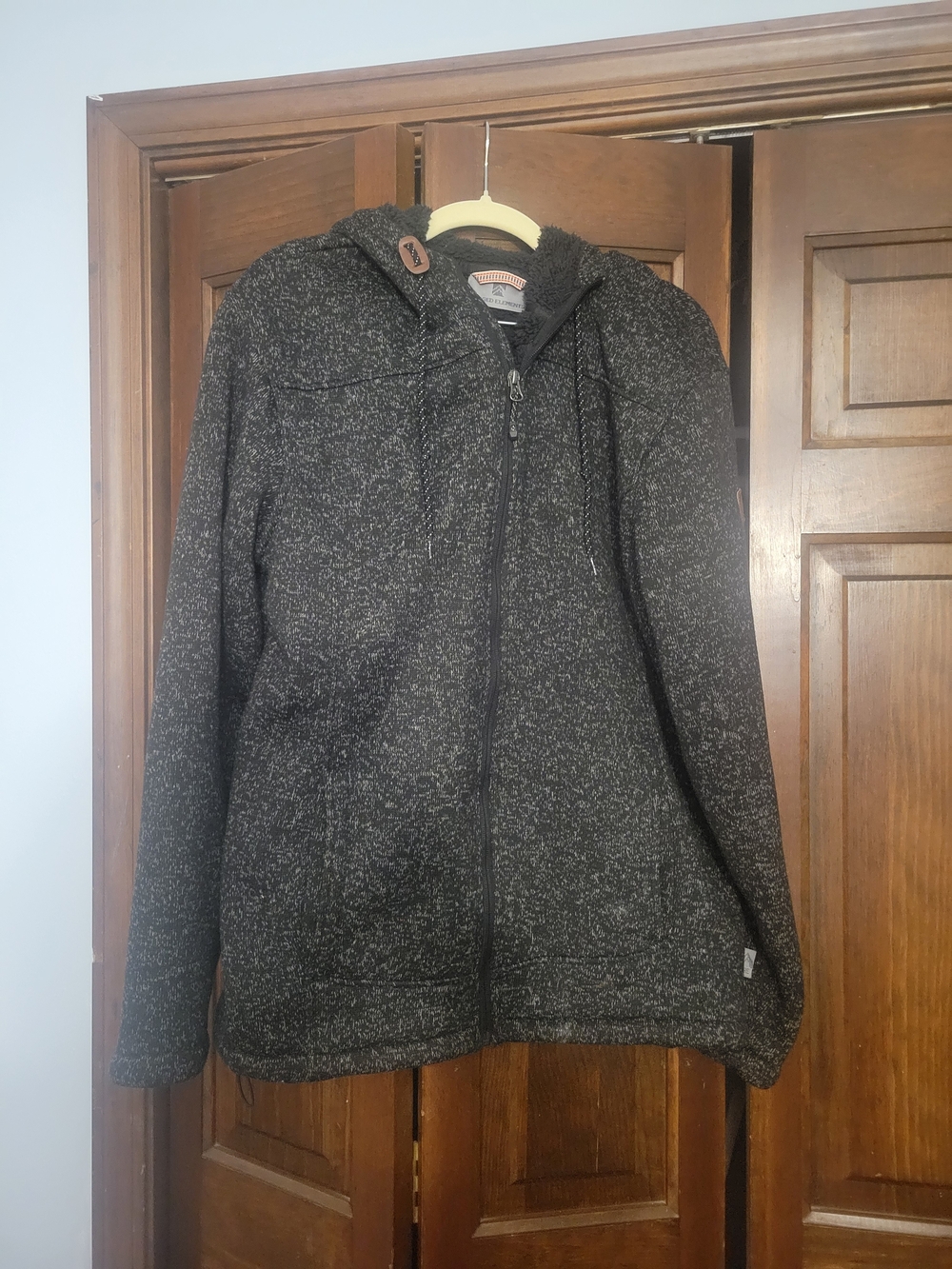 Men's Black Heather Full-Zip Hooded Shirt Jacket